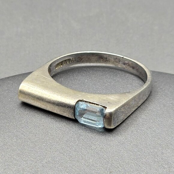 SU Jewelry - VTG Sterling Silver Sky Blue Topaz Ring Size 7 Signed SU 3.4g Thailand